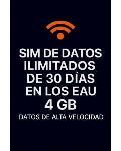 SIM DE DATOS ILIMITADOS DE 30 DÍAS EN LOS EAU, 4 GB DE DATOS DE ALTA VELOCIDAD