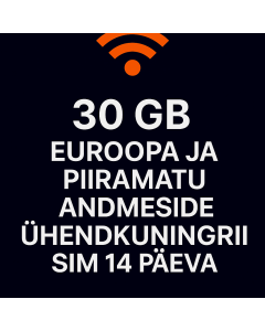 30 GB Euroopa ja piiramatu andmeside Ühendkuningriigi SIM 14 päeva