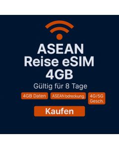 Unbegrenzte ASEAN-8-Tage-Daten-SIM-Karte mit 4 GB High-Speed-Daten