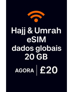 Hajj e Umrah eSIM – dados globais de 20 GB |