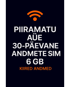 PIIRAMATU AÜE 30-PÄEVANE ANDMETE SIM 6 GB KIIRED ANDMED
