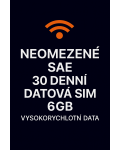 NEOMEZENÉ SAE 30 DENNÍ DATOVÁ SIM karta 6GB VYSOKORYCHLOSTNÍ DATA