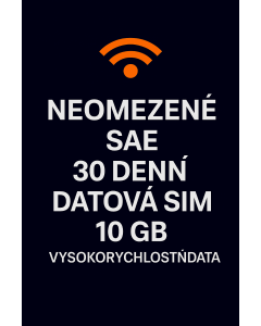 NEOMEZENÉ SAE 30 DENNÍ DATOVÁ SIM 10GB VYSOKORYCHLOSTNÍ DATA