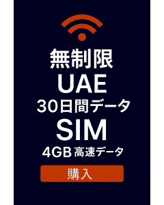 無制限 UAE 30 日間データ SIM 4GB 高速データ
