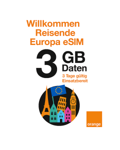 Travelers Weekend eSIM Europa 3GB (Nur Daten) Gültig Für 3 Tage