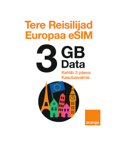 Reisijate Nädalalõpu eSIM Euroopa 3GB (Ainult Andmeside) Kehtiv 3 Päeva