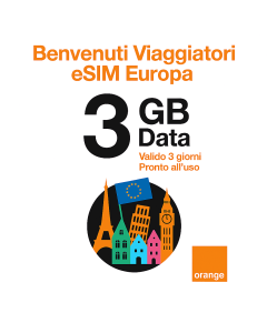 Attiva Travelers Weekend eSIM Europe 3GB (solo dati) Valido per 3 giorni