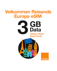 Reisendes Weekend eSIM Europa 3GB (Kun Data) Gyldig i 3 Dager