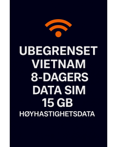 UBEGRENSET VIETNAM 8-DAGERS DATA SIM 15 GB HØYHASTIGHETSDATA