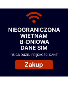 NIEOGRANICZONA WIETNAM 8-DNIOWA DANE SIM 15 GB DUŻEJ PRĘDKOŚCI DANE