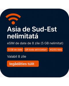 Date eSIM nelimitate în Asia de Sud-Est, valabile 8 zile (5 GB nelimitat)