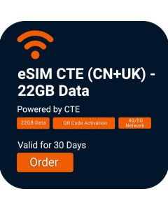 Activate eSIM – CTE (CN + UK) – 22GB for China and UK Travel