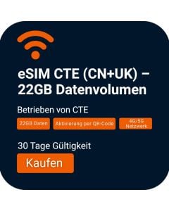 Activate eSIM – CTE (CN + UK) – 22GB for China and UK Travel