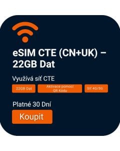 Získejte 22GB vysokorychlostní eSIM pro cestování po Spojeném království, EU a Číně