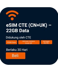 Dapatkan Jangkauan Data 22GB eSIM 30 Hari di Tiongkok, Inggris, UE