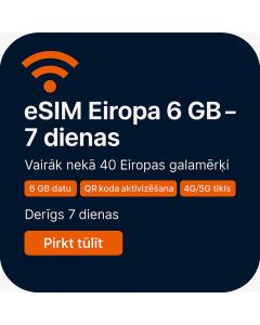 eSIM Eiropa 6 GB — 7 dienas