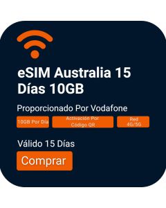 Consigue el Plan Australia de 10GB: eSIM de Datos Vodafone de 15 días