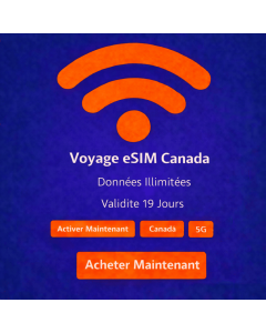eSIM Canada illimitée de 19 jours