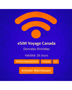 eSIM Canada illimitée de 26 jours