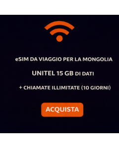 eSIM da viaggio per la Mongolia – Unitel 15 GB di dati + chiamate illimitate (10 giorni)