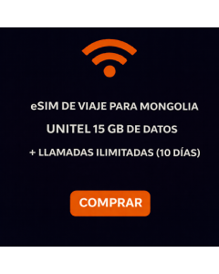 eSIM de viaje para Mongolia: Unitel 15 GB de datos + llamadas ilimitadas (10 días)