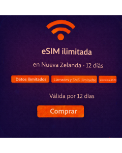 eSIM ilimitada en Nueva Zelanda - 12 días