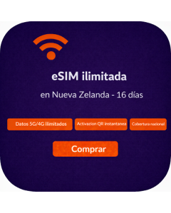 eSIM ilimitada en Nueva Zelanda - 16 días