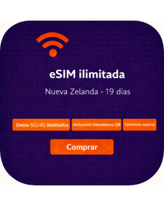 eSIM ilimitada en Nueva Zelanda - 19 días