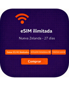 eSIM ilimitada en Nueva Zelanda - 27 días