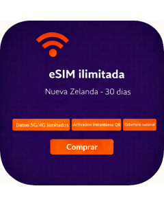 eSIM ilimitada en Nueva Zelanda - 30 días