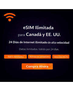 eSIM ilimitada para Canadá durante 24 días