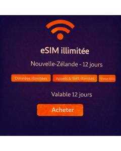 eSIM illimitée Nouvelle-Zélande - 12 jours
