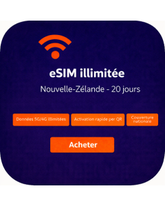 eSIM illimitée Nouvelle-Zélande - 20 jours
