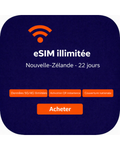 eSIM illimitée Nouvelle-Zélande - 22 jours