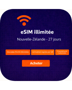 eSIM illimitée Nouvelle-Zélande - 27 jours