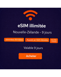 eSIM illimitée Nouvelle-Zélande - 9 jours