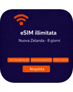 eSIM illimitata Nuova Zelanda - 8 giorni