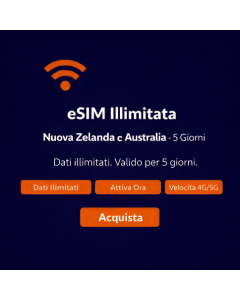 eSIM illimitata per Nuova Zelanda e Australia per 5 giorni
