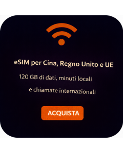 eSIM per Cina, Regno Unito e UE: 120 GB di dati, minuti locali e chiamate internazionali