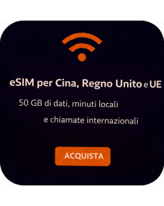eSIM per Cina, Regno Unito e UE: 50 GB di dati, minuti locali e chiamate internazionali