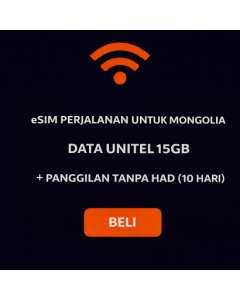 eSIM (Dalam Talian)Perjalanan eSIM untuk Mongolia – Data Unitel 15GB + Panggilan Tanpa Had (10 Hari)