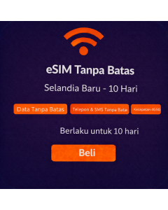 eSIM Tanpa Batas Selandia Baru - 10 Hari