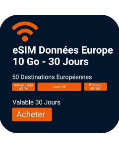 Activer Travelers Weekend eSIM Europe 10 Go | 30 jours