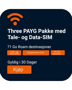 Bestill Three UK Ubegrenset Data-SIM | Tale og Tekst Inkludert