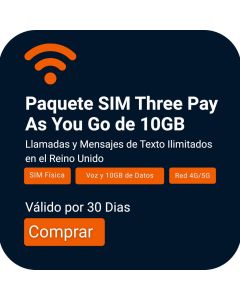 Buy Three Pay As You Go Voice & 10GB Data SIM Pack | Unlimited Calls & Texts