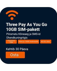 Buy Three Pay As You Go Voice & 10GB Data SIM Pack | Unlimited Calls & Texts