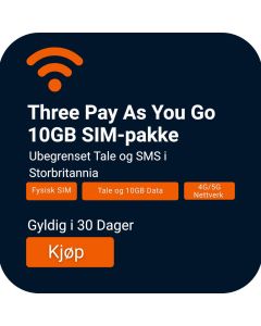 Buy Three Pay As You Go Voice & 10GB Data SIM Pack | Unlimited Calls & Texts