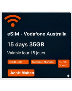 Vodafone Australia eSIM – 15 Days 35GB