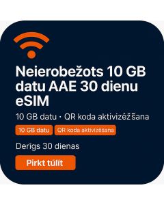Neierobežots 10 GB datu AAE 30 dienu eSIM