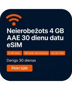 Neierobežots 4 GB AAE 30 dienu datu eSIM